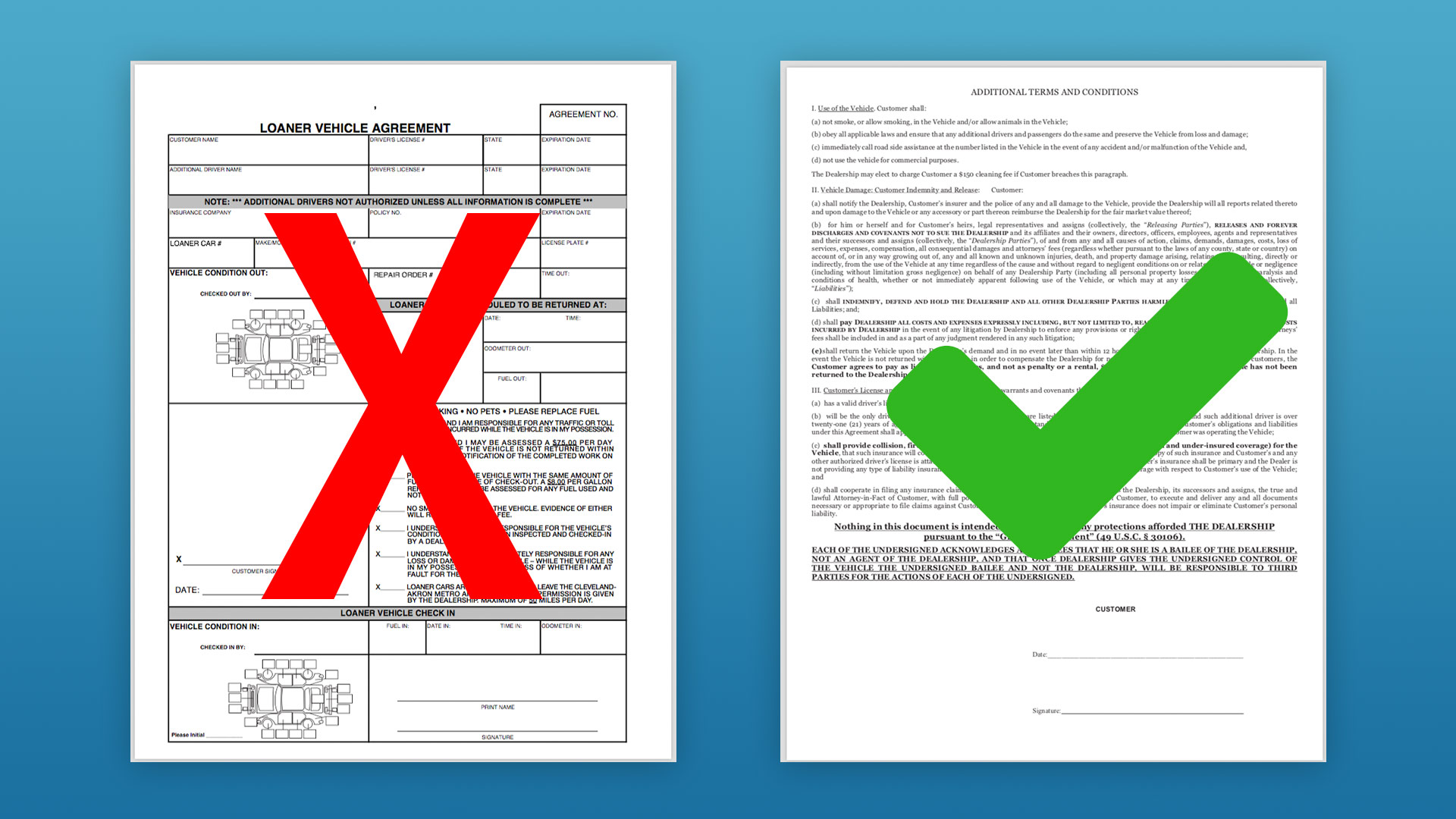 Image: Dealerware Customer Agreement, showing required information to scan and upload