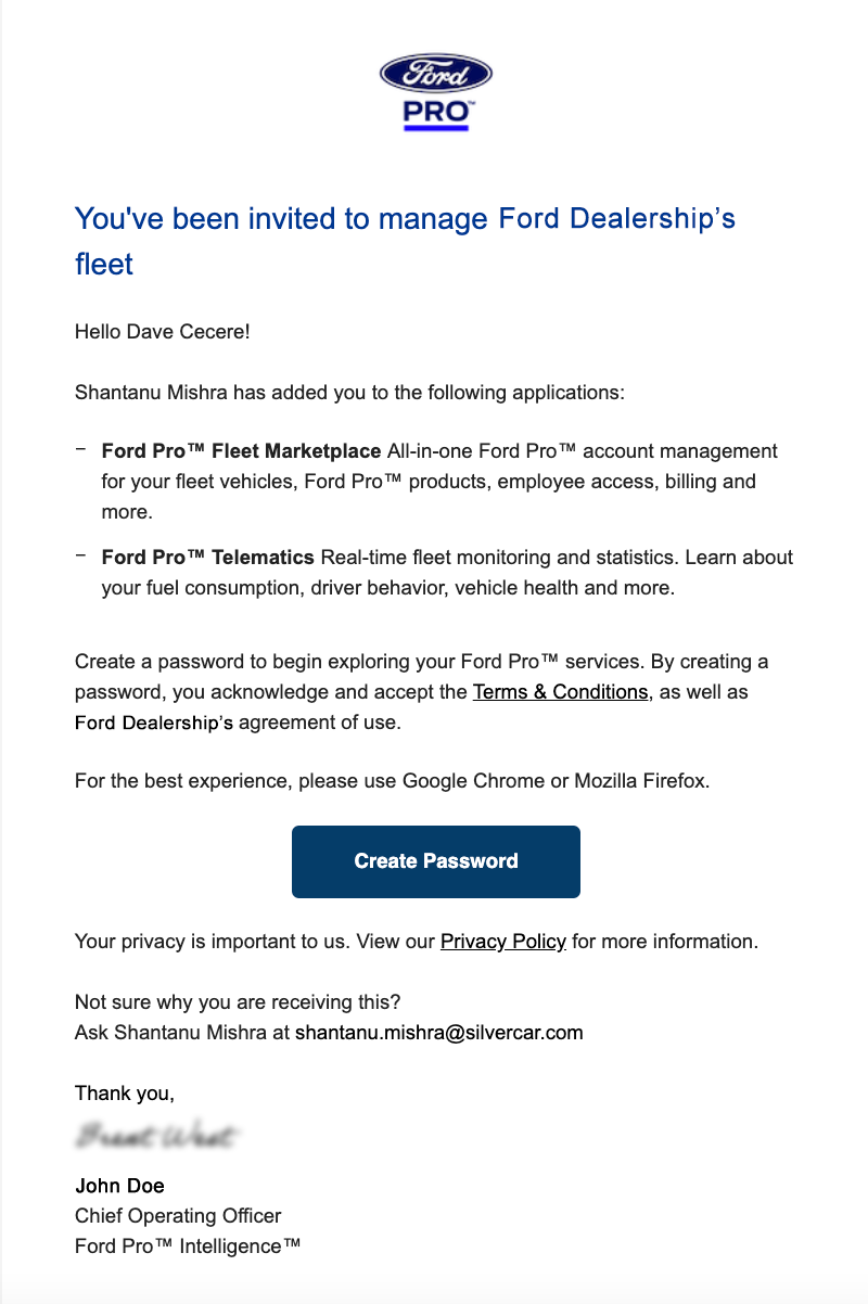 Ford Specific: Set up Ford Pro Telematics – Dealerware